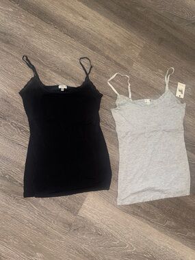 PJ Salvage BUNDLE (2) Cami Lace Tank Strappy Tops NWT Medium Grey Black